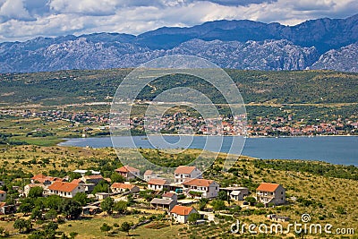 Posedarje bay and Velebit mountain view Stock Photo