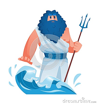 Poseidon ancient greek god mythological deity of olympia Vector Illustration