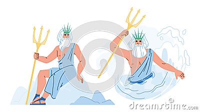 poseidon ancient vector Cartoon Illustration