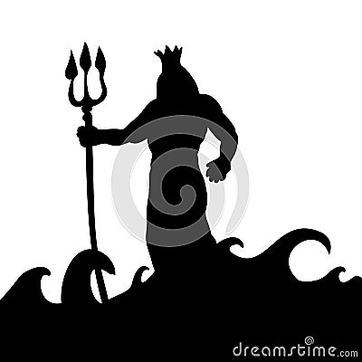 Poseidon god silhouette ancient mythology fantasy Vector Illustration