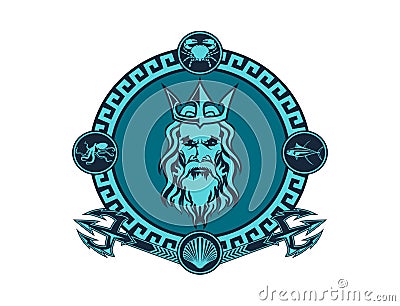 Poseidon Logo Emblem Vector Illustration