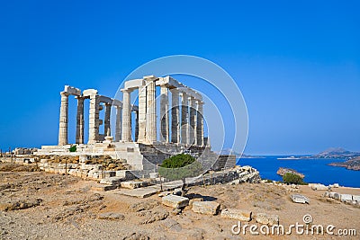 Poseidon Temple at Cape Sounion near Athens, Greece Stock Photo