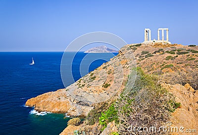 Poseidon Temple near Athens, Greece Stock Photo