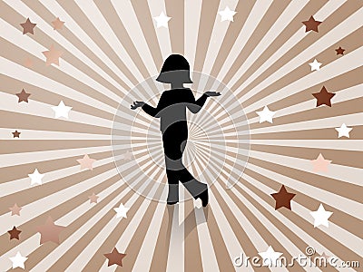 Posing-dancing girl background Cartoon Illustration