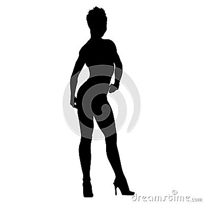 Posing fitness woman. Bodybuilder girl Vector Illustration