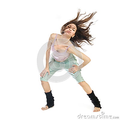 Posing young dancer isolated on white Stock Photo