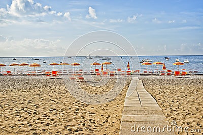 Positano Beach, Amalfi Coast, Italy Stock Photo