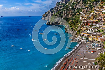 Positano beach beautiful seascape Italy Stock Photo