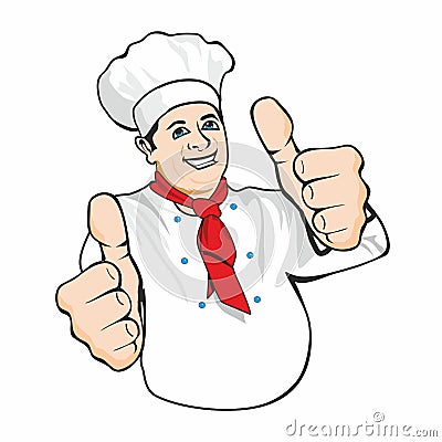 Positeve chef with hat isolated and ok hand Vector Illustration