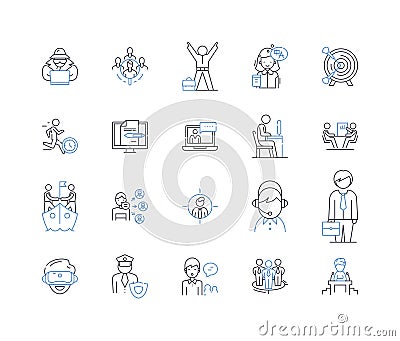 Position and guidance line icons collection. Direction, Guidance, Advice, Counseling, Coaching, Mentorship, Support Vector Illustration