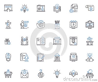 Positioning concept line icons collection. Location, Navigation, Position, Alignment, Proximity, Perception, Distance Vector Illustration