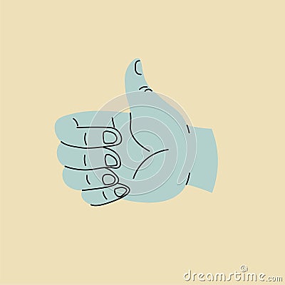 Positive and affirmative gesture, thumb upward Vector Illustration