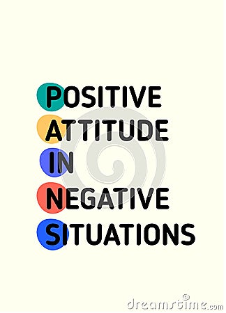 Positive attitude in negative situation motivational poster quote, gratitude behavior banner for wall Stock Photo