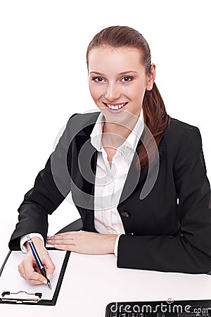 Positive bank official. Stock Photo