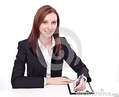 Positive bank official. Stock Photo