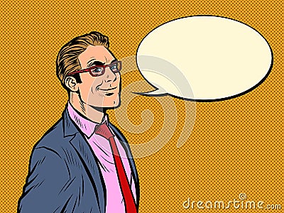 A positive business man says Vector Illustration