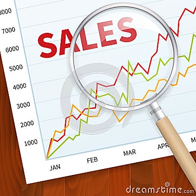 Positive business sales chart Vector Illustration