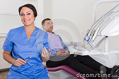 positive doctor woman and patient Stock Photo