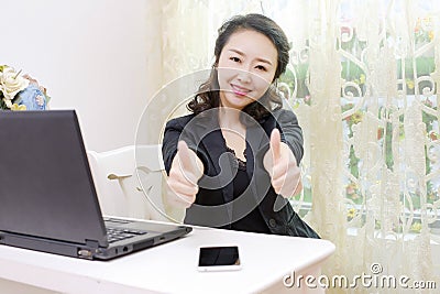 Smiles and praises from business executives Stock Photo