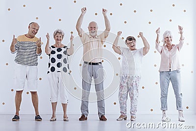 Positive elderly people in retirement Stock Photo