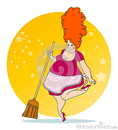 Positive housewife Vector Illustration