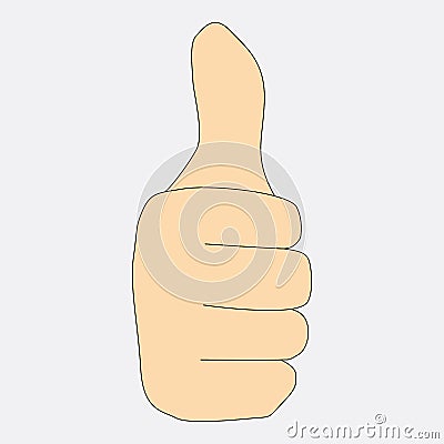 Positive human gesture with thumb up close up Vector Illustration