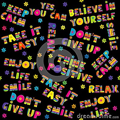 Positive inspirational quotes seamless pattern Vector Illustration