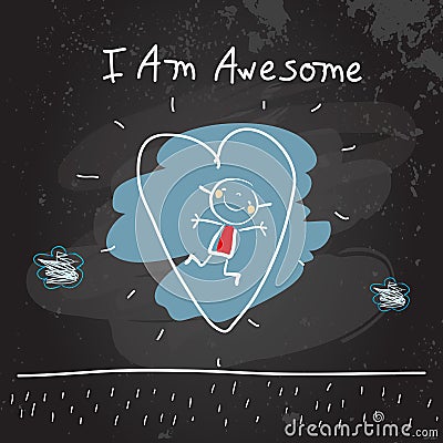 Positive kids affirmations I am awesome Vector Illustration