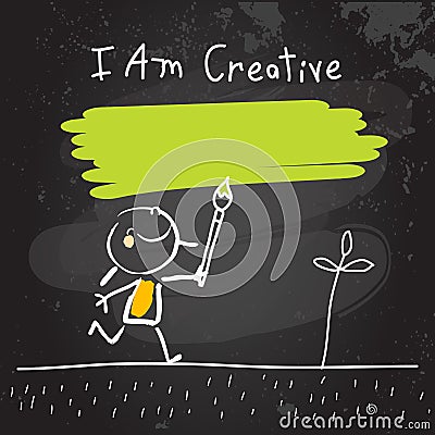 Positive kids affirmations, I am creative Vector Illustration