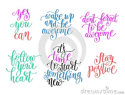 positive motivational quotes collection Vector Illustration