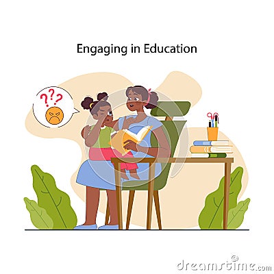 Positive parenting. Children upbringing and education with parental Vector Illustration