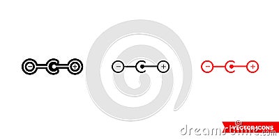 Positive polarity icon of 3 types color, black and white, outline. Isolated vector sign symbol Stock Photo