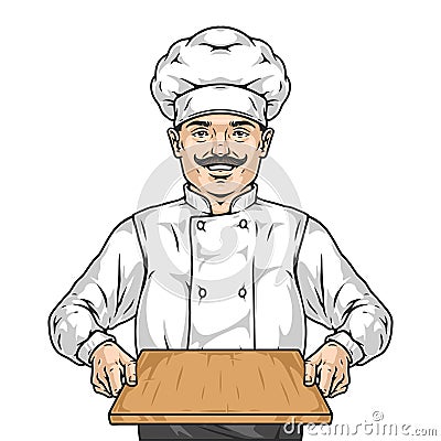 Positive restaurant chef sticker colorful Vector Illustration