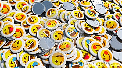 Positive smiley face pin badge Stock Photo