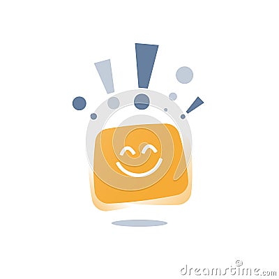 Optimism attitude concept, positive thinking, express emotion, good experience feedback, happy client, service quality Vector Illustration