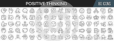 Positive thinking line icons collection. Big UI icon set in a flat design. Thin outline icons pack. Vector illustration EPS10 Vector Illustration