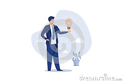 Positive thinking, optimistic mindset or good attitude to success in work, Vector Illustration