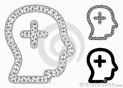 Positive Thinking Vector Mesh Wire Frame Model and Triangle Mosaic Icon Vector Illustration