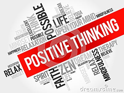 Positive thinking word cloud Stock Photo