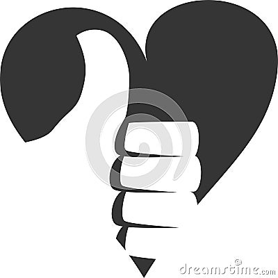 Thumbs Up Positive Approve with Heart Stock Photo