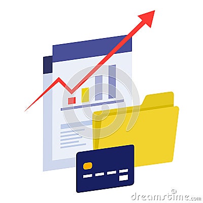 Positive trend chart and credit card Vector Illustration