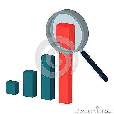 Positive trend chart and magnifier Vector Illustration