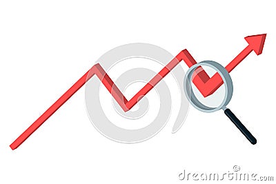 Positive trend chart and magnifier Vector Illustration