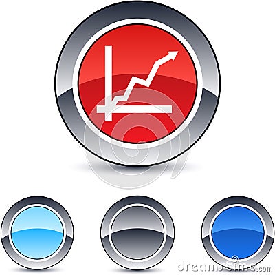 Positive trend round button. Vector Illustration