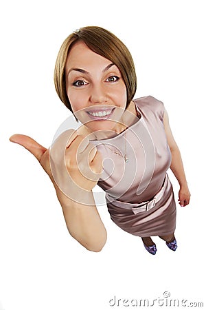 Positive woman thumbs up Stock Photo