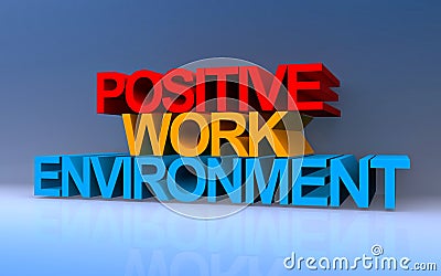 positive work environment on blue Stock Photo