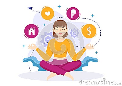 Positives Thoughts Vector Illustration with Thinking Positive as a Mindset in Symbolizing Creativity and Dreams Flat Cartoon Vector Illustration