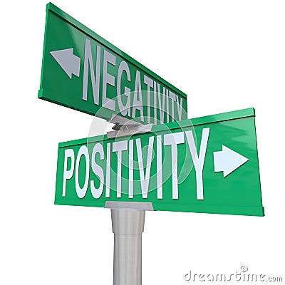 Positivity vs Negativity - Two-Way Street Sign Stock Photo