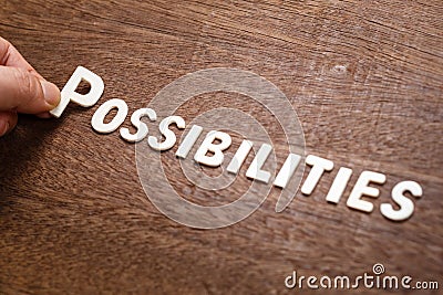 Possibilities Wood Word Stock Photo