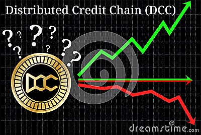 Possible graphs of forecast Distributed Credit Chain DCC cryptocurrency - up, down or horizontally. chart. Vector Illustration